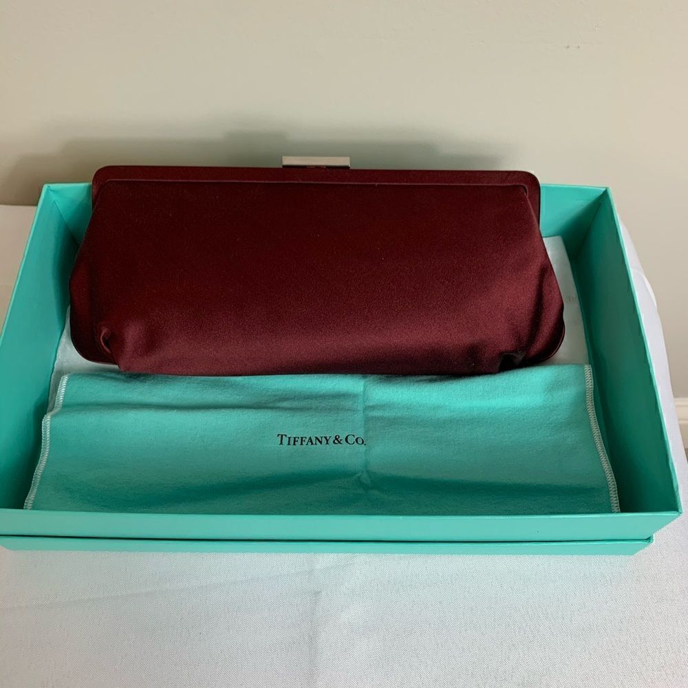 Tiffany & Co. Holly Satin Clutch - Burgundy- New